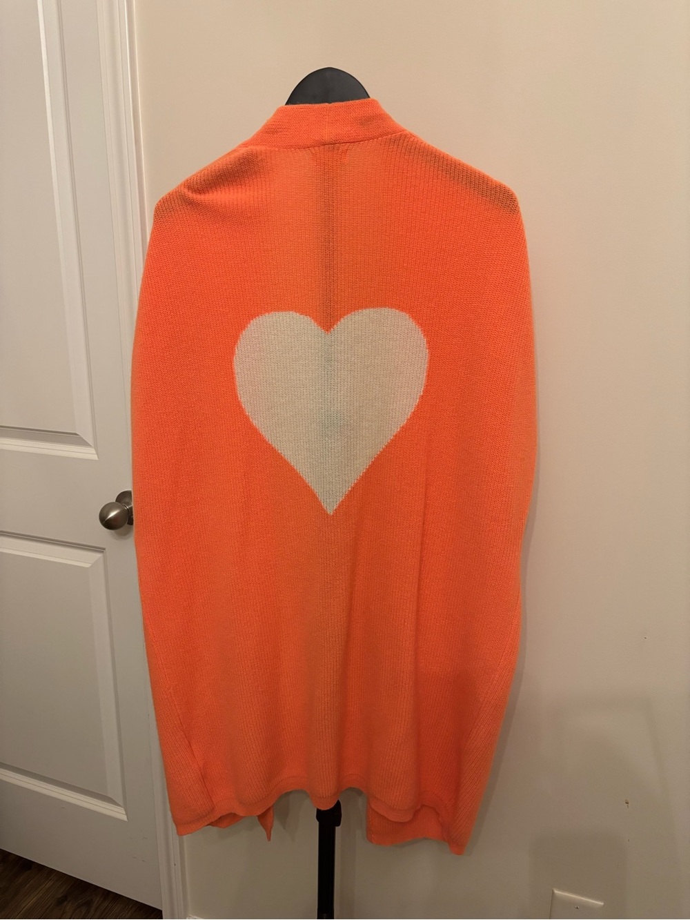 NWOT Pilcro Orange Knit Poncho with Cream Heart Back